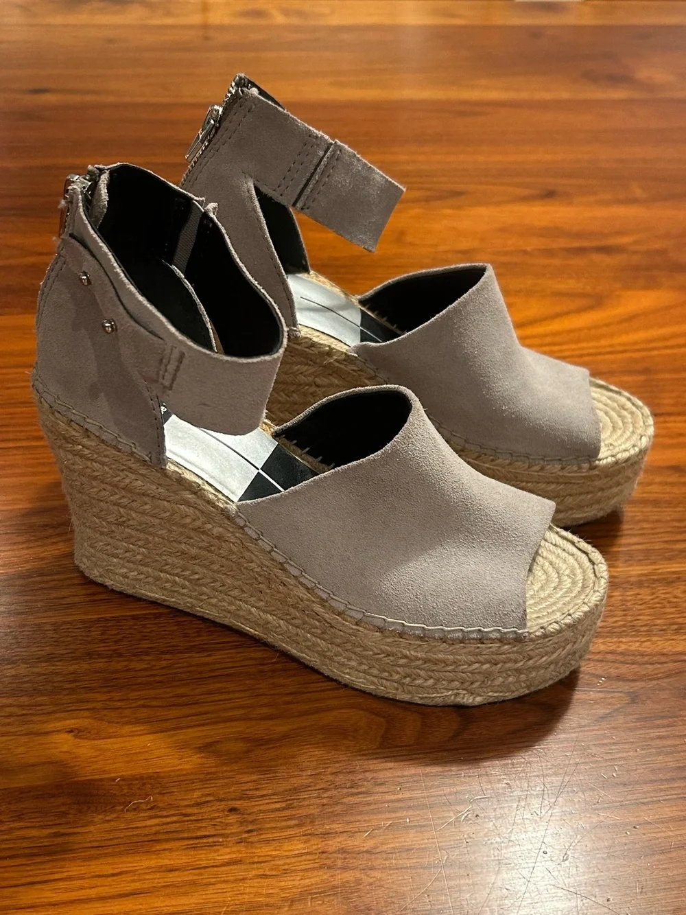 Dolce Vita Beige Suede Platform Espadrille Sandals